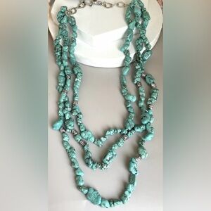 Chunky, turquoise stone, three strand necklace